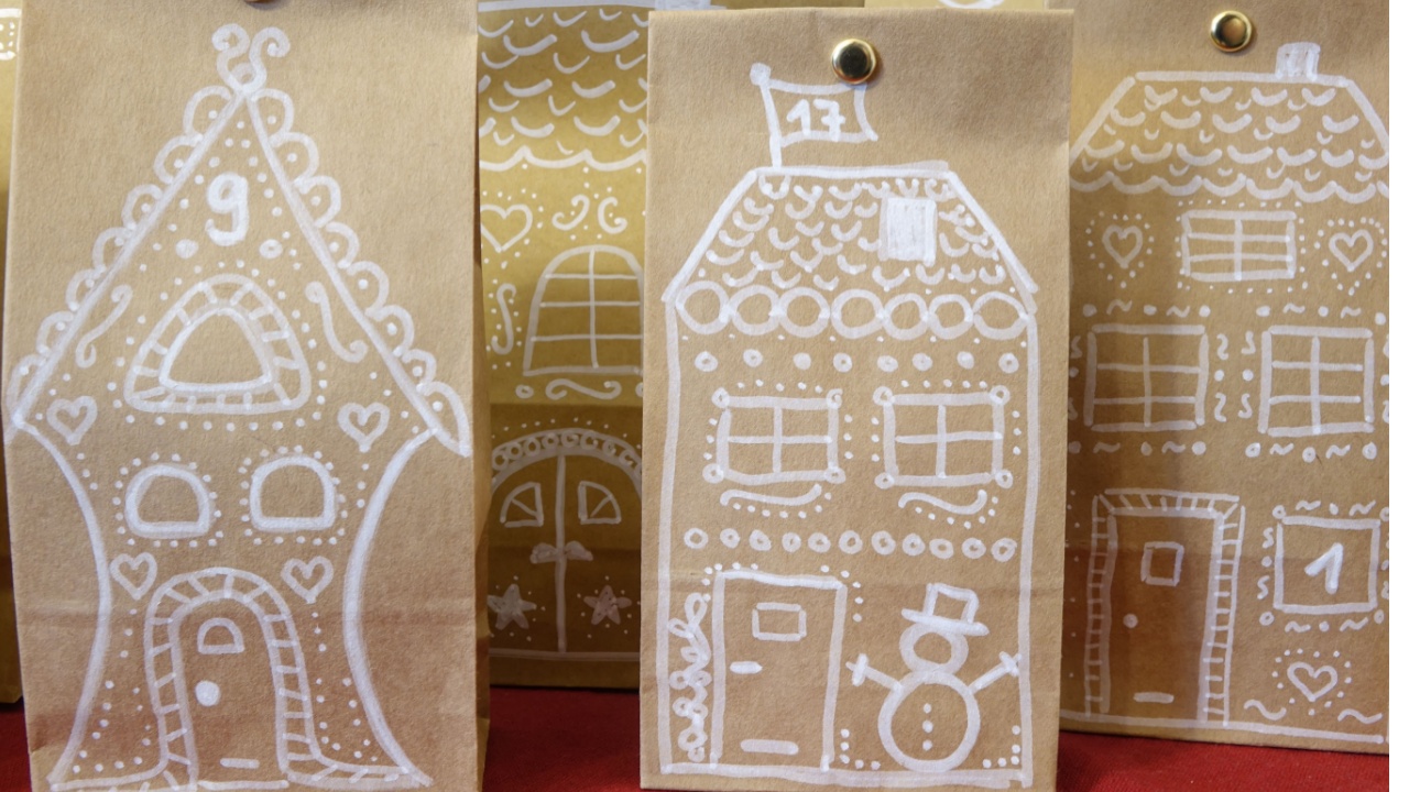 Homemade and hand-painted advent calendar