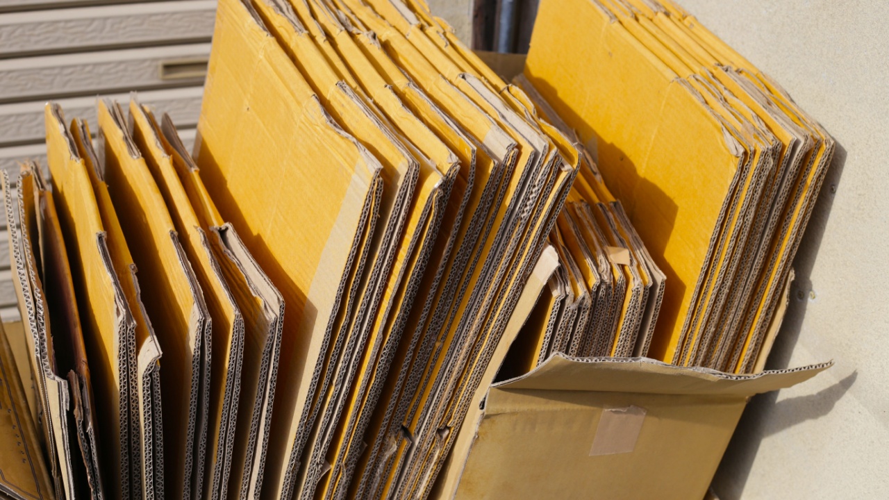 Waste cardboard boxes for recycling