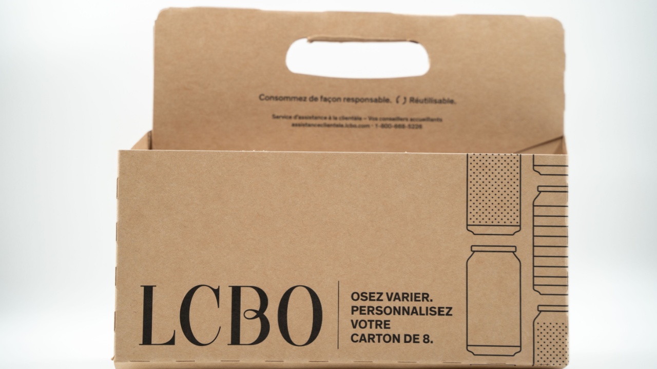 Empty LCBO 8-pack box. Toronto, Canada - April 30, 2024.