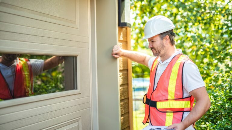 A nice men inspector or Fixing a garage door