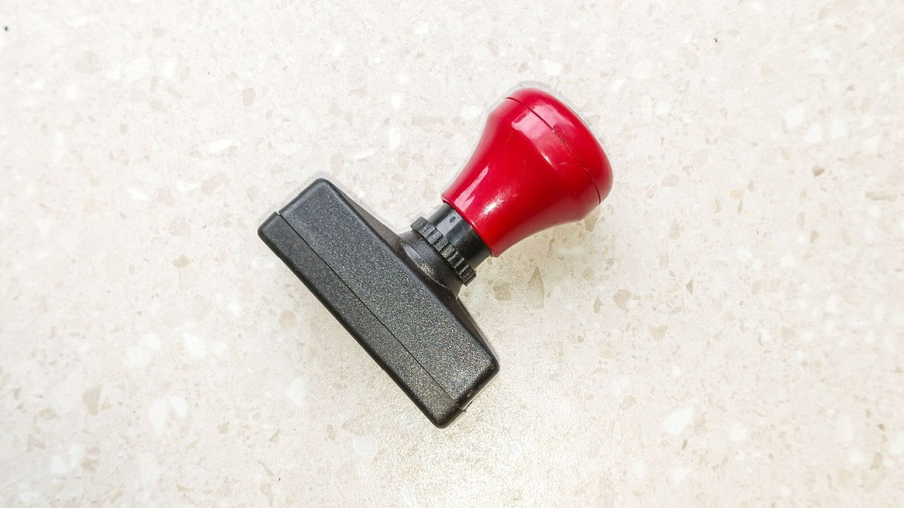 Rubber Stamp insulation white background, taken from the top position