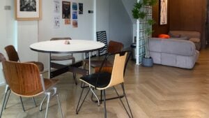 BANGKOK, THAILAND - MAY 29,2025: Interior design and decoration at 'Good Up Specialty Coffee' local bakery shop and coffee cafe decorated with Black tone in loft style.