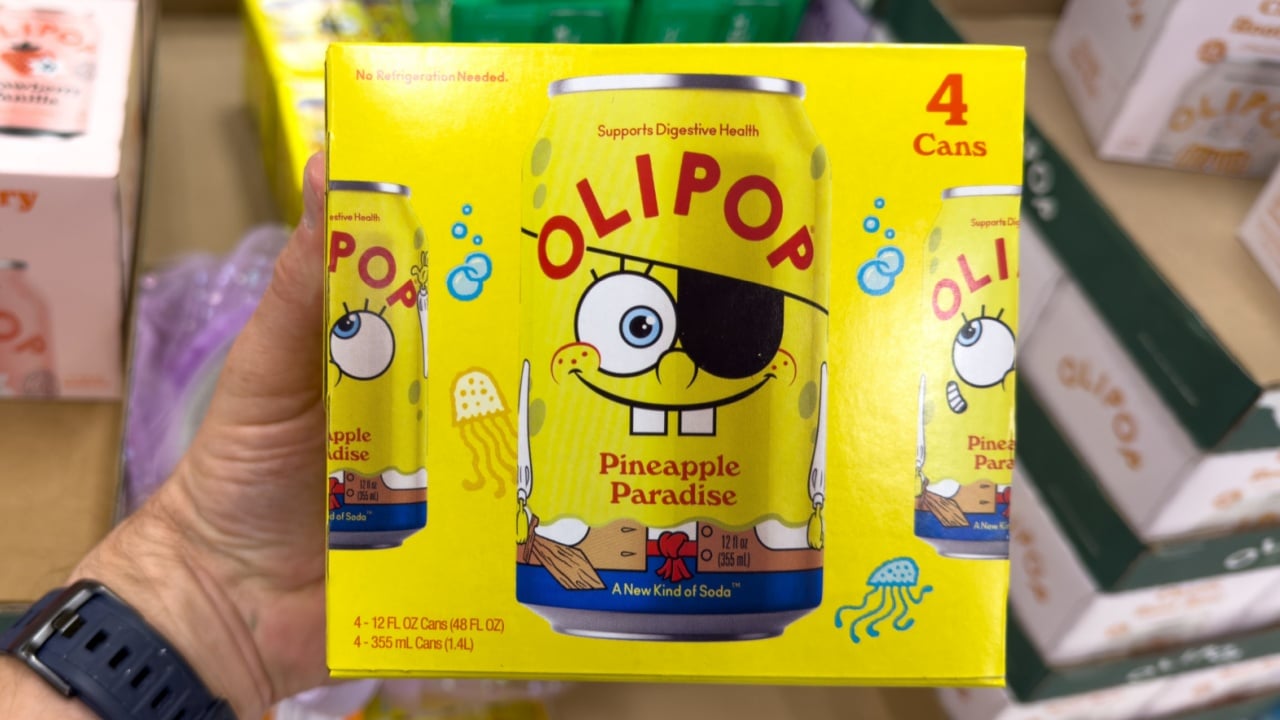 Los Angeles, CA - October 15, 2025: Olipop Pineapple Paradise Soda Pack.