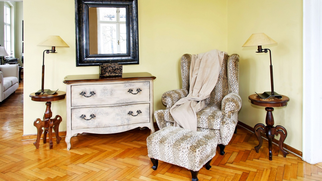 Interior of reading room in vintage style