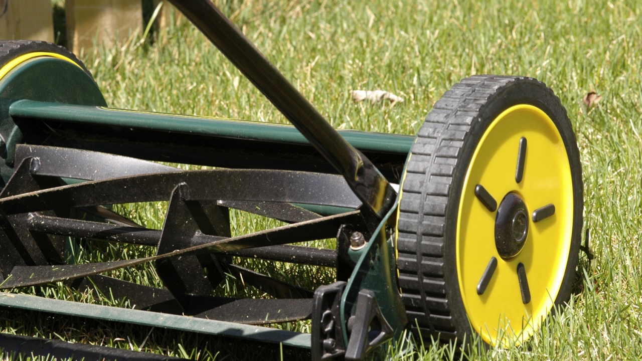 Reel type push mower that is environmentally friendly.