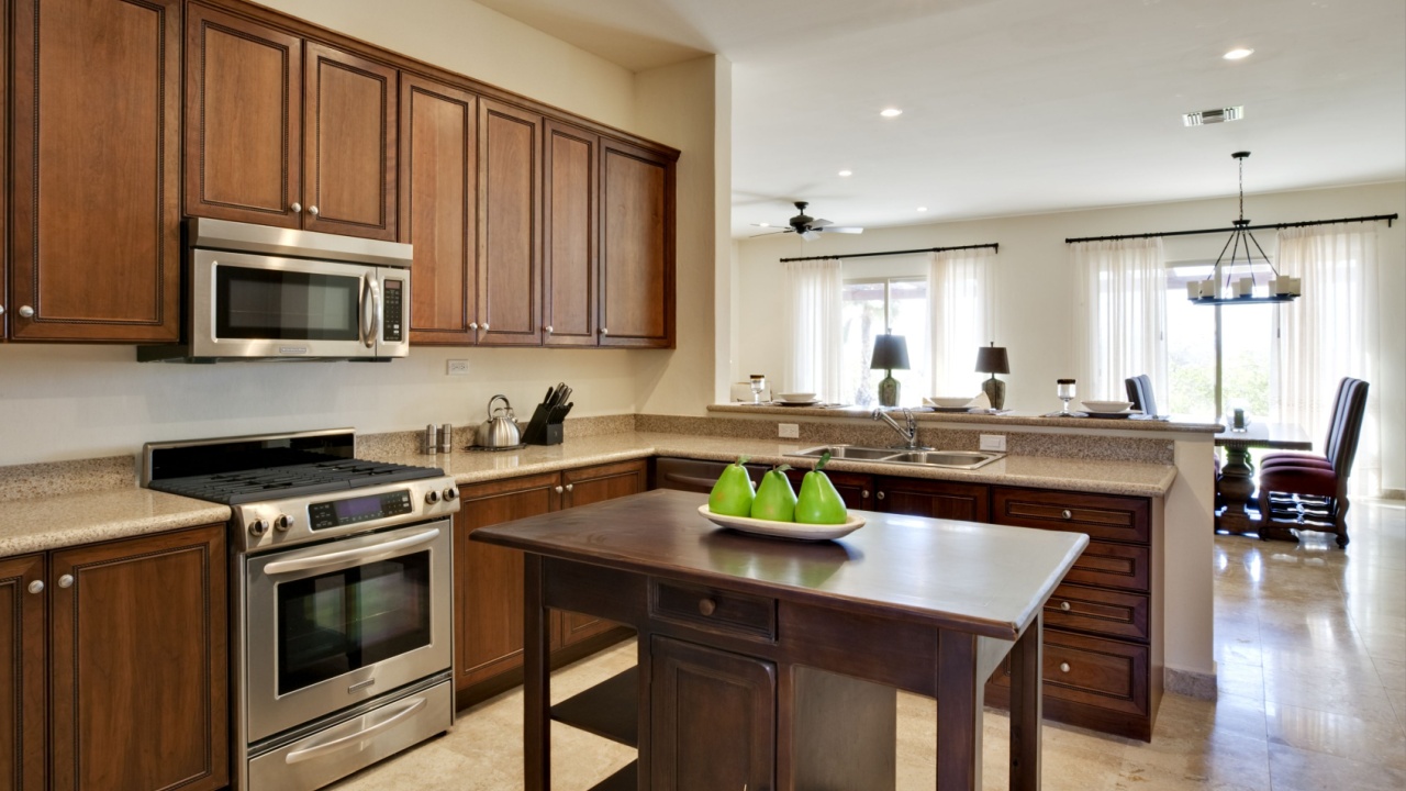 Angled view from within kitchen area looking outwards