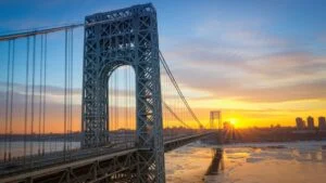 Sunrise at George Washington Bridge from New Jersey