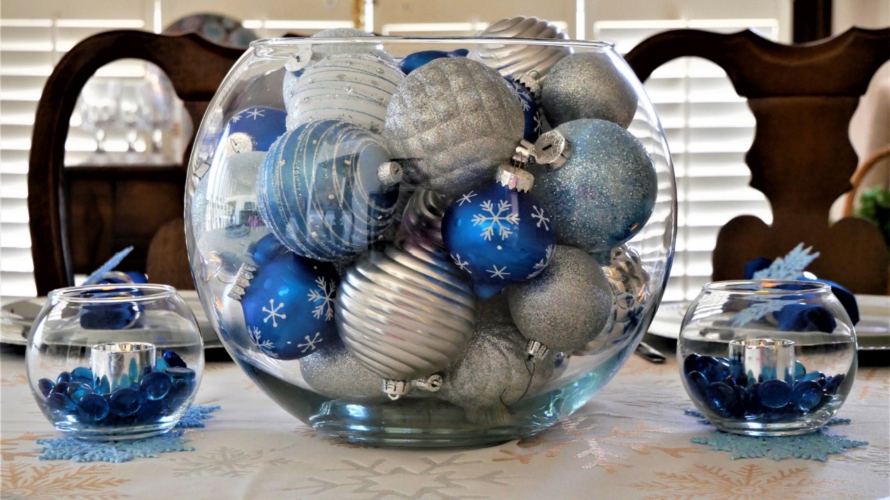 Blue & Silver Ornaments Centerpiece
