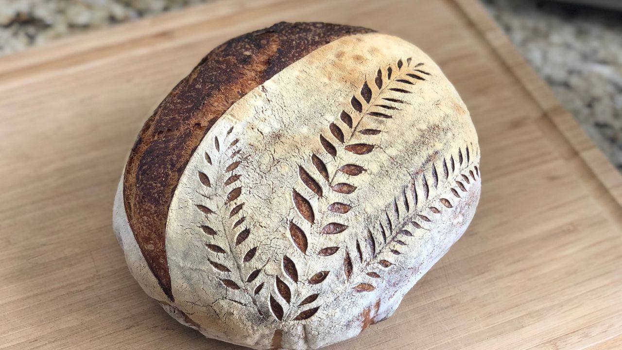 sourdough with leaf design