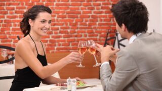Elegant couple dating in a restaurant