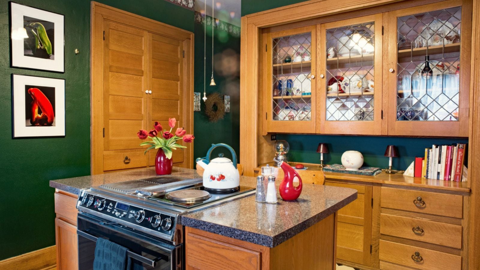 Kitchen with China Cabinet & Spice Cupboard