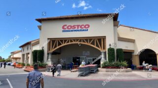 SANTA BARBARA, CA, USA - MAY 15, 2018: Costco Store front and main entrance with customers.