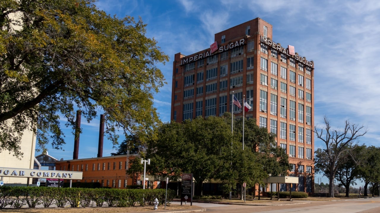 Sugar Land, Texas, USA - February 14, 2022: Former Imperial Sugar Refinery in Sugar Land, Texas, USA, a major U.S. sugar producer and marketer. 