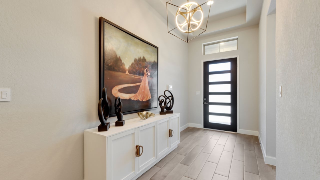 dallas, Texas- June 8th 2023: A home entryway with a view of the front door