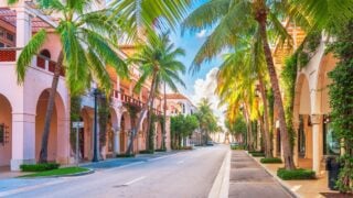 Palm Beach, Florida, USA at Worth Ave on a beautiful day.