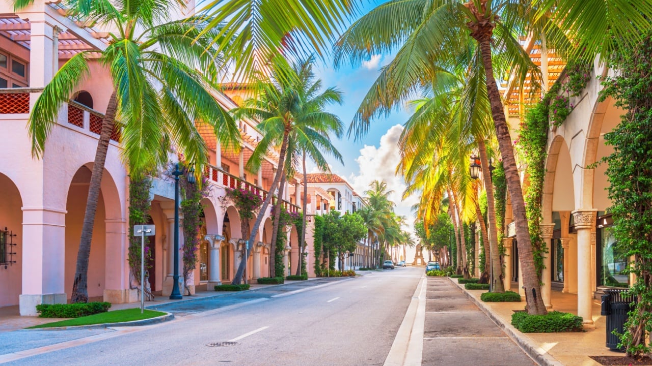 Palm Beach, Florida, USA at Worth Ave on a beautiful day.
