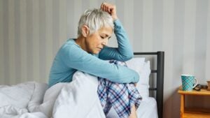Portrait of a woman having a headache