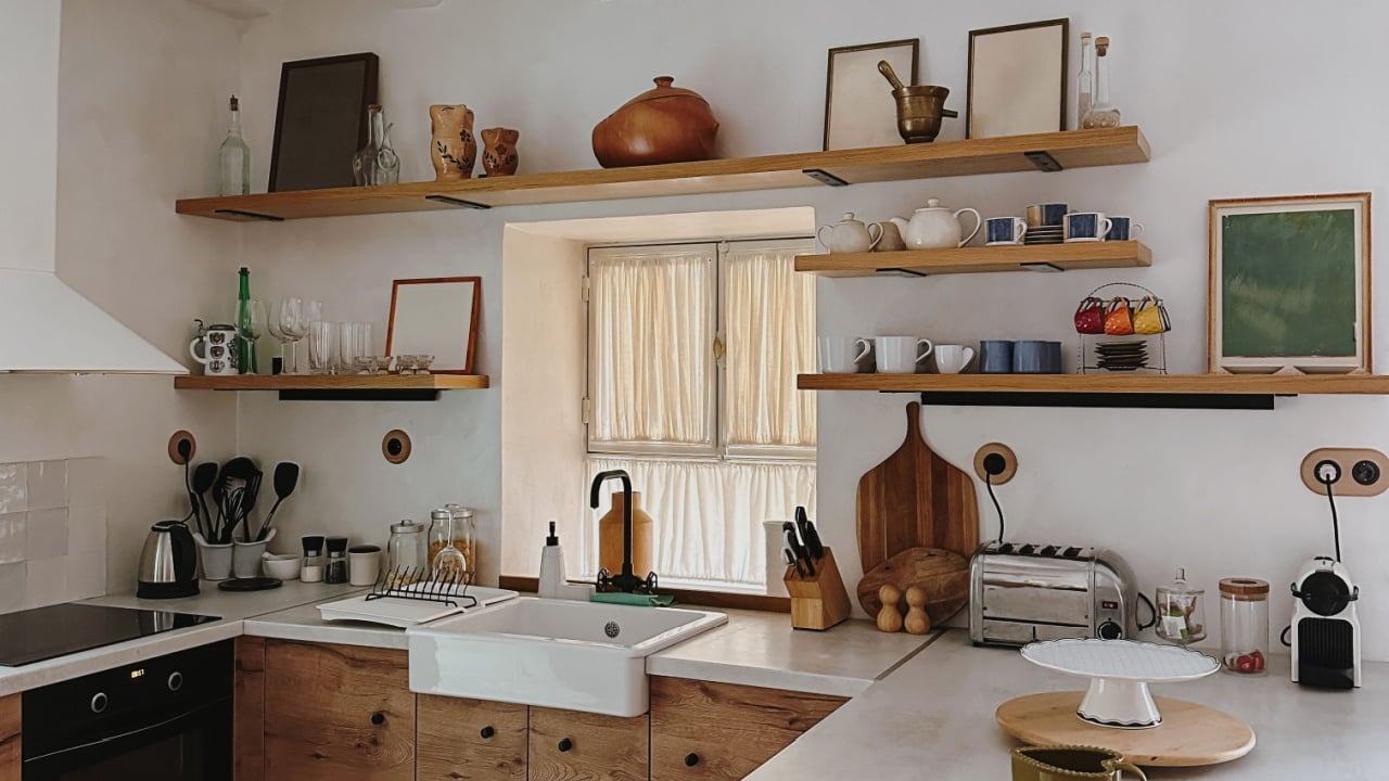Modern Minimalist Kitchen with Open Shelving