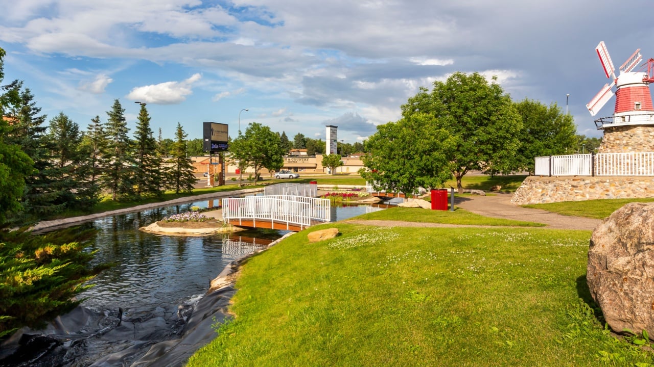Minot, North Dakota, USA - June 29th, 2025: Beautiful view of the Scandinavian Heritage Association Park
