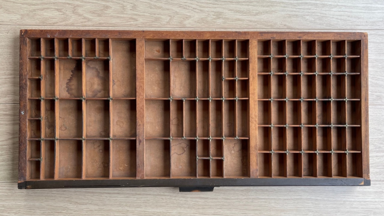 Letterpress printers drawer, top down view