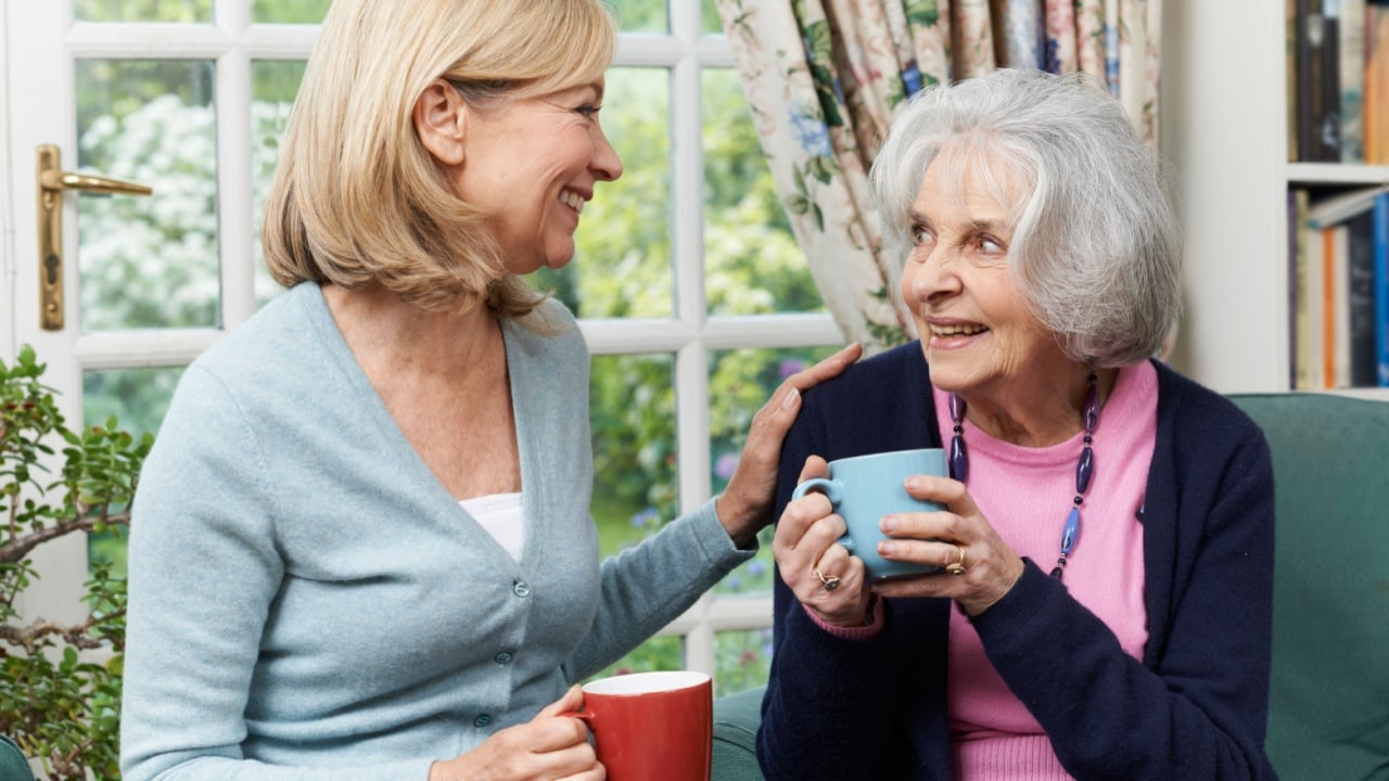 Woman Taking Time To Visit Senior Female Neighbor And Talk