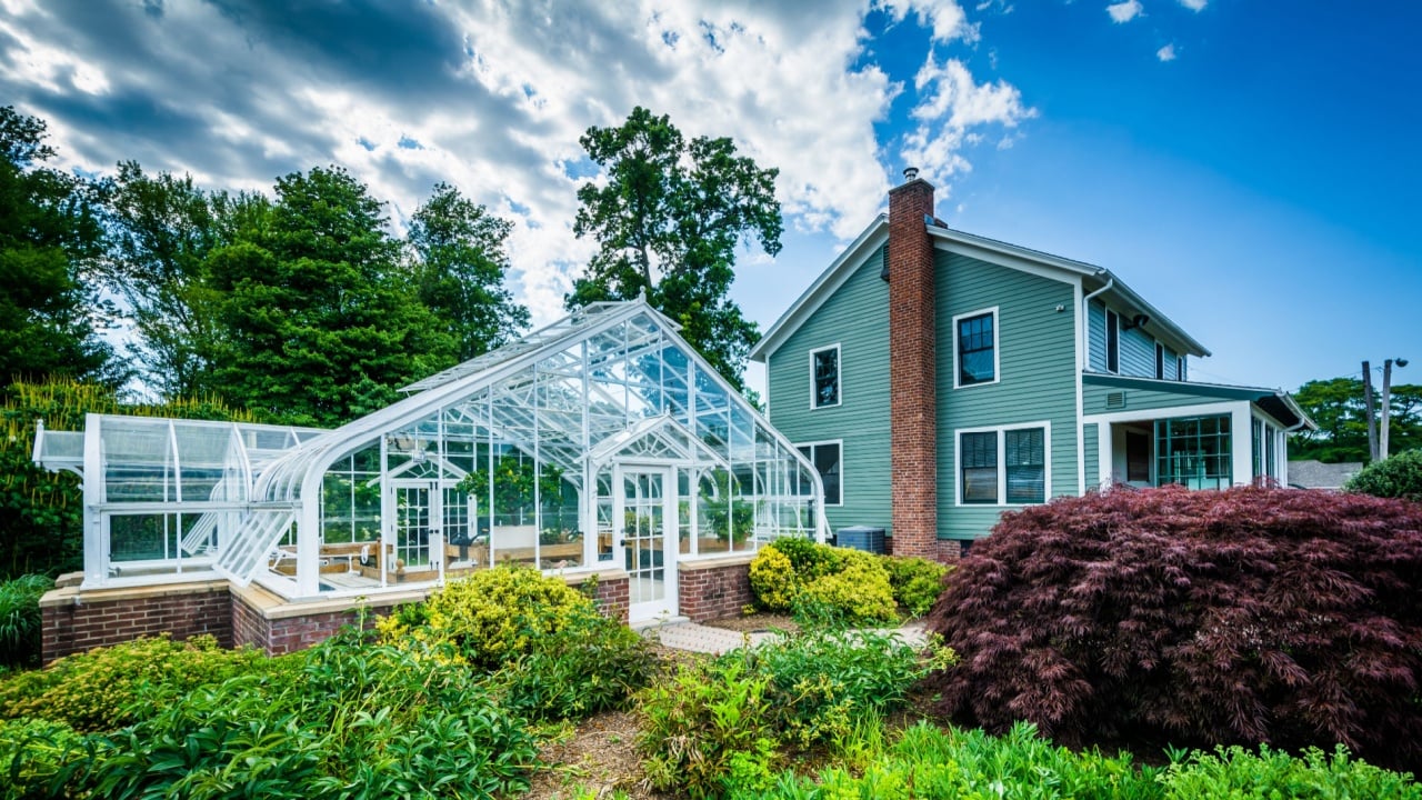 Greenhouse and house at Elizabeth Park, in Hartford, Connecticut.