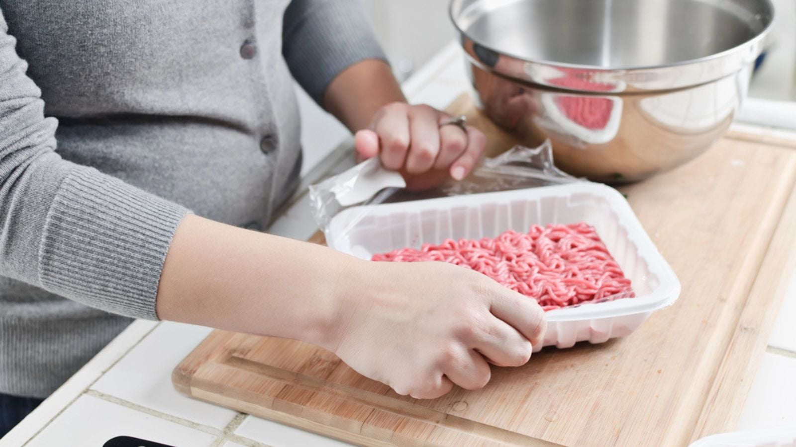 Unwrapping Packaged Ground Beef