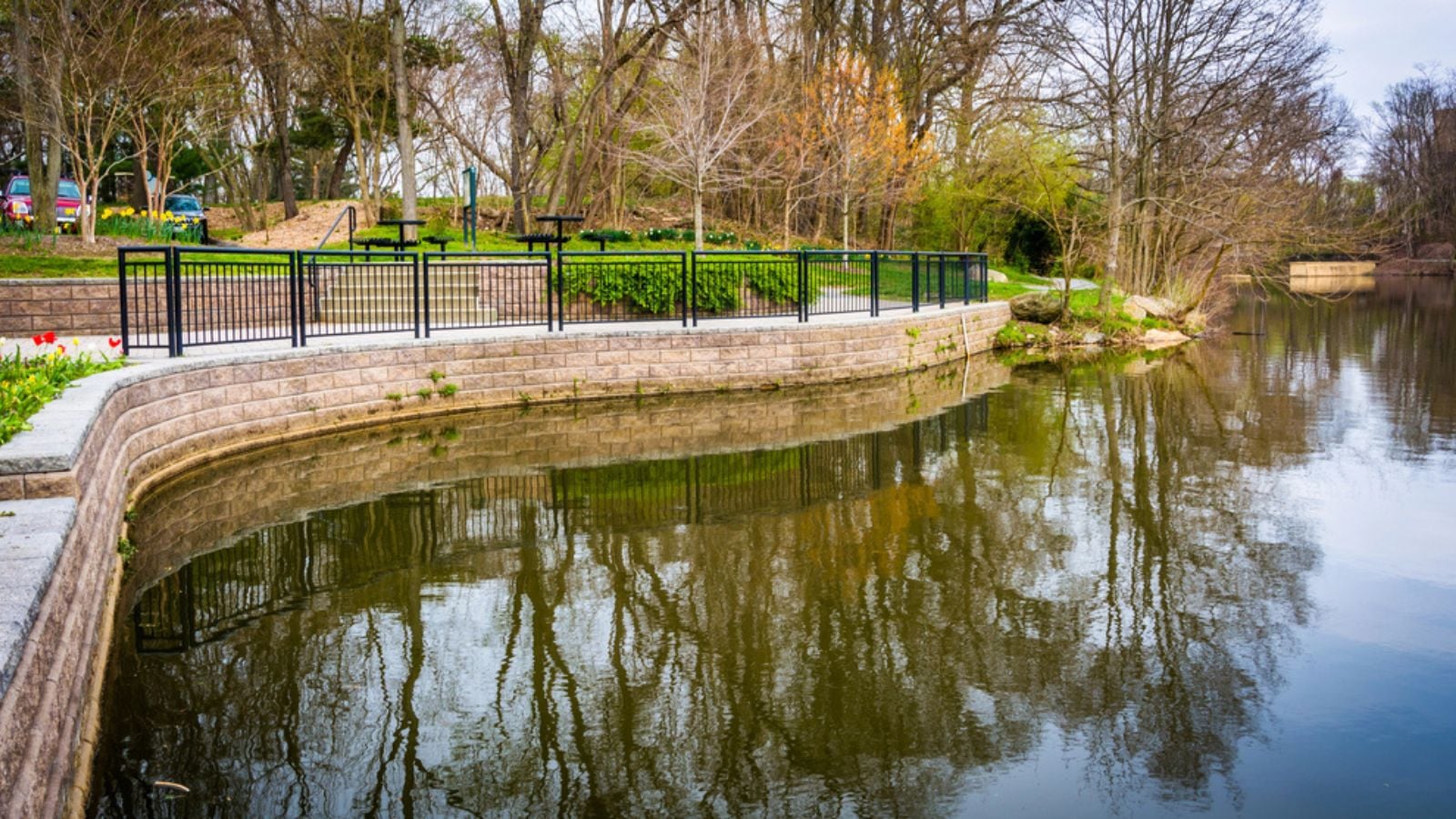 Walkway along Wilde Lake, in Columbia, Maryland.