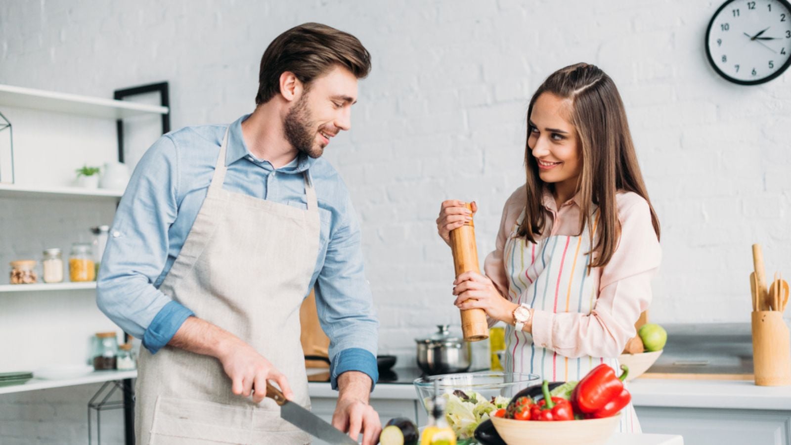 couple cooking in the kitchen