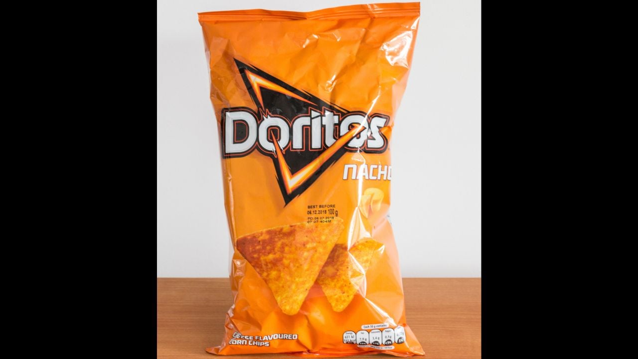 Pruszcz Gdanski, Poland - September 4, 2018: Bag of Doritos. Nacho Cheese flavoured corn chips.
