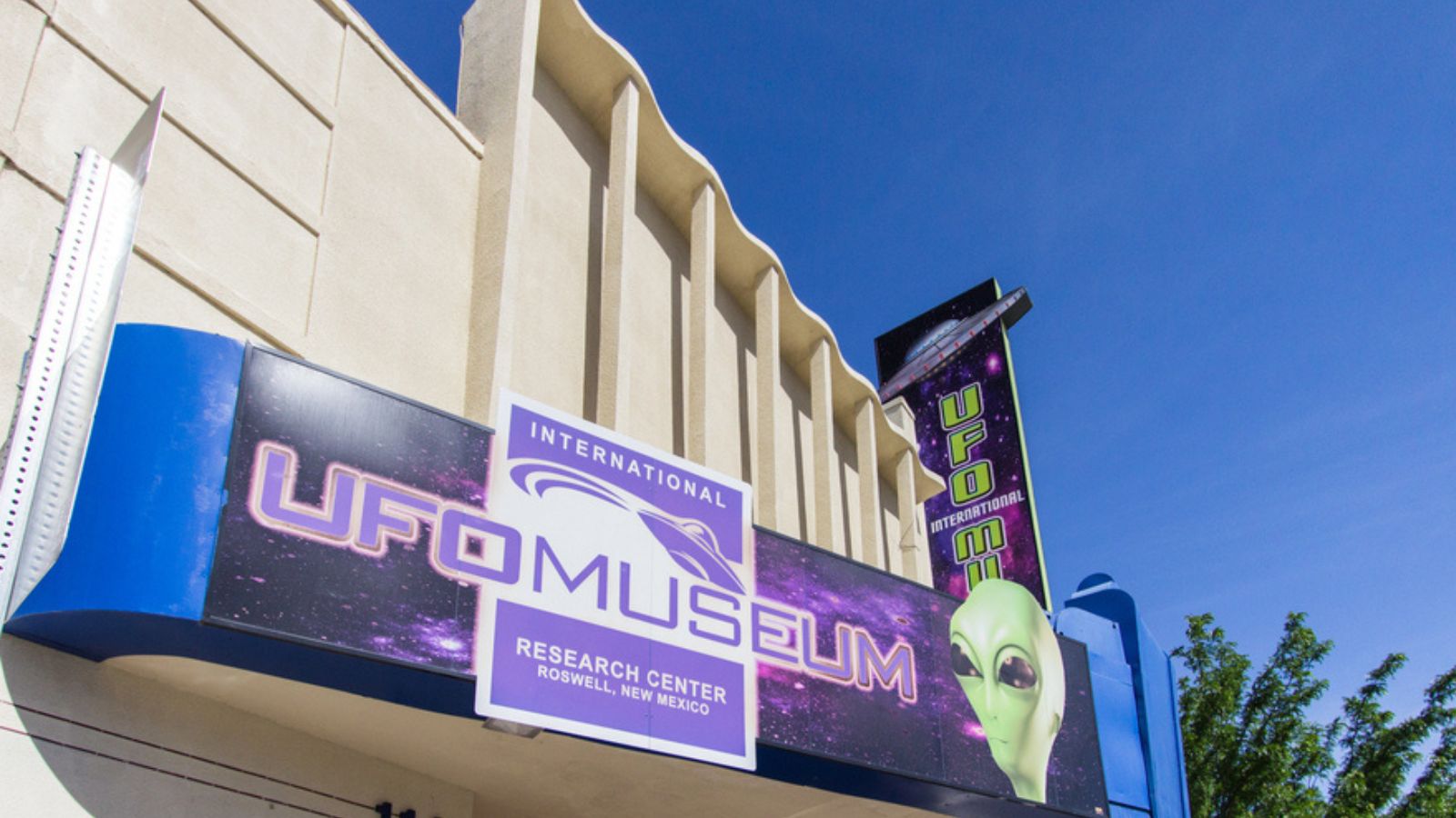 Roswell, New Mexico, USA - April 28, 2019: Exterior of the International UFO Museum and Research Center in Roswell