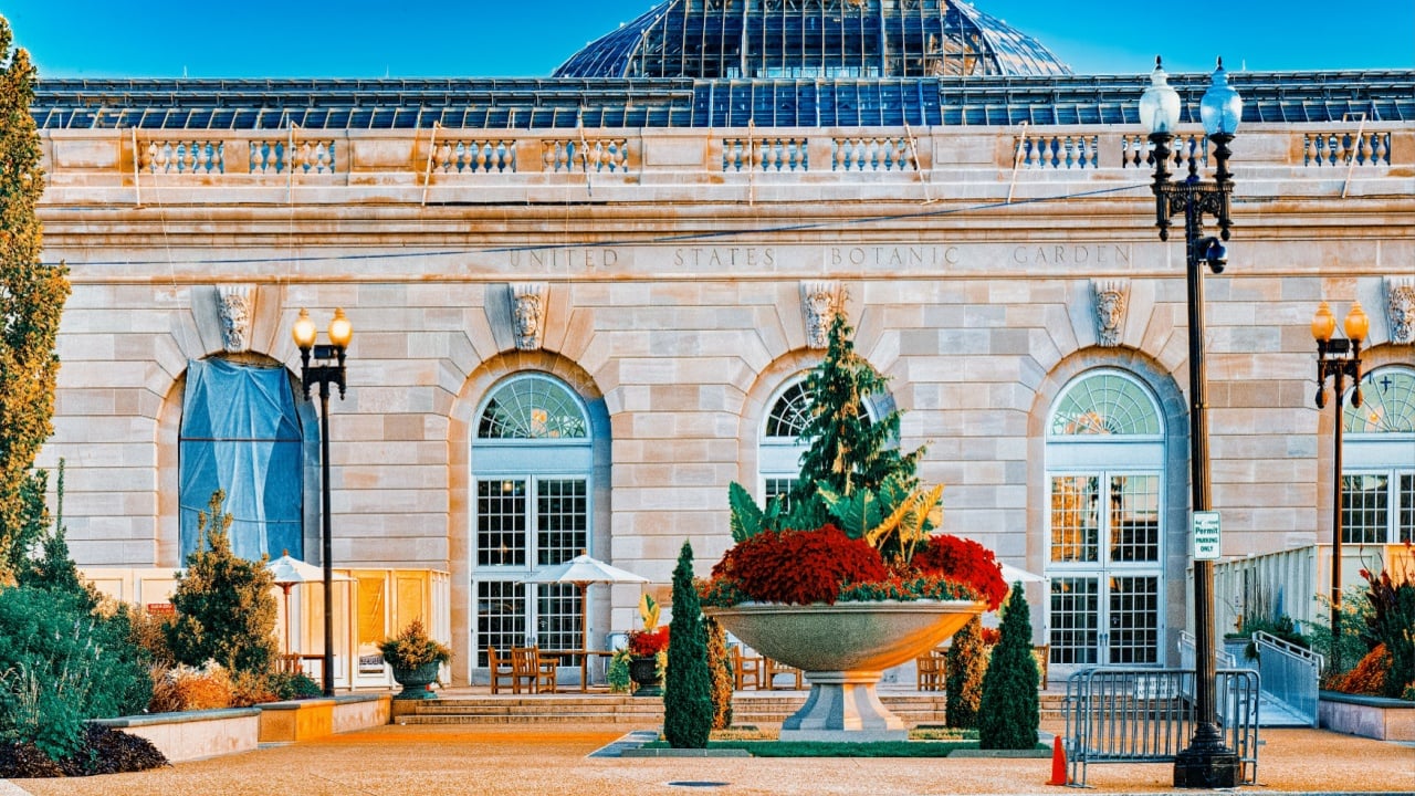 Washington, DC, USA - September 10,2017 : United States Botanic Garden near Capitol of the American congress.