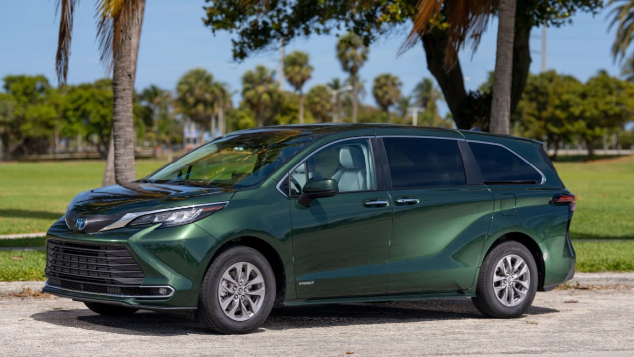 MIAMI, FL, USA - MARCH 2, 2021: Photo of the newly redesigned all wheel drive Toyota Sienna Hybrid minivan