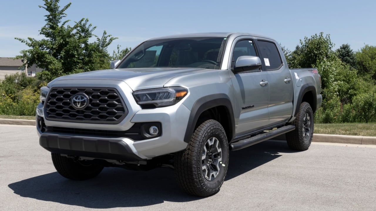 Whitestown - Circa June 2022: Toyota Tacoma display. Toyota offers the Tacoma in SR, SR5, and TRD Sport models.