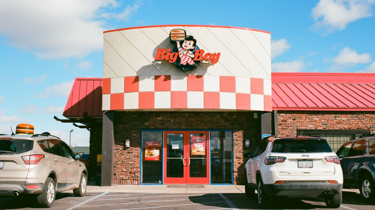Imlay City, Michigan - January 12, 2021: The front of Bob's Big Boy hamburger restaurant.
