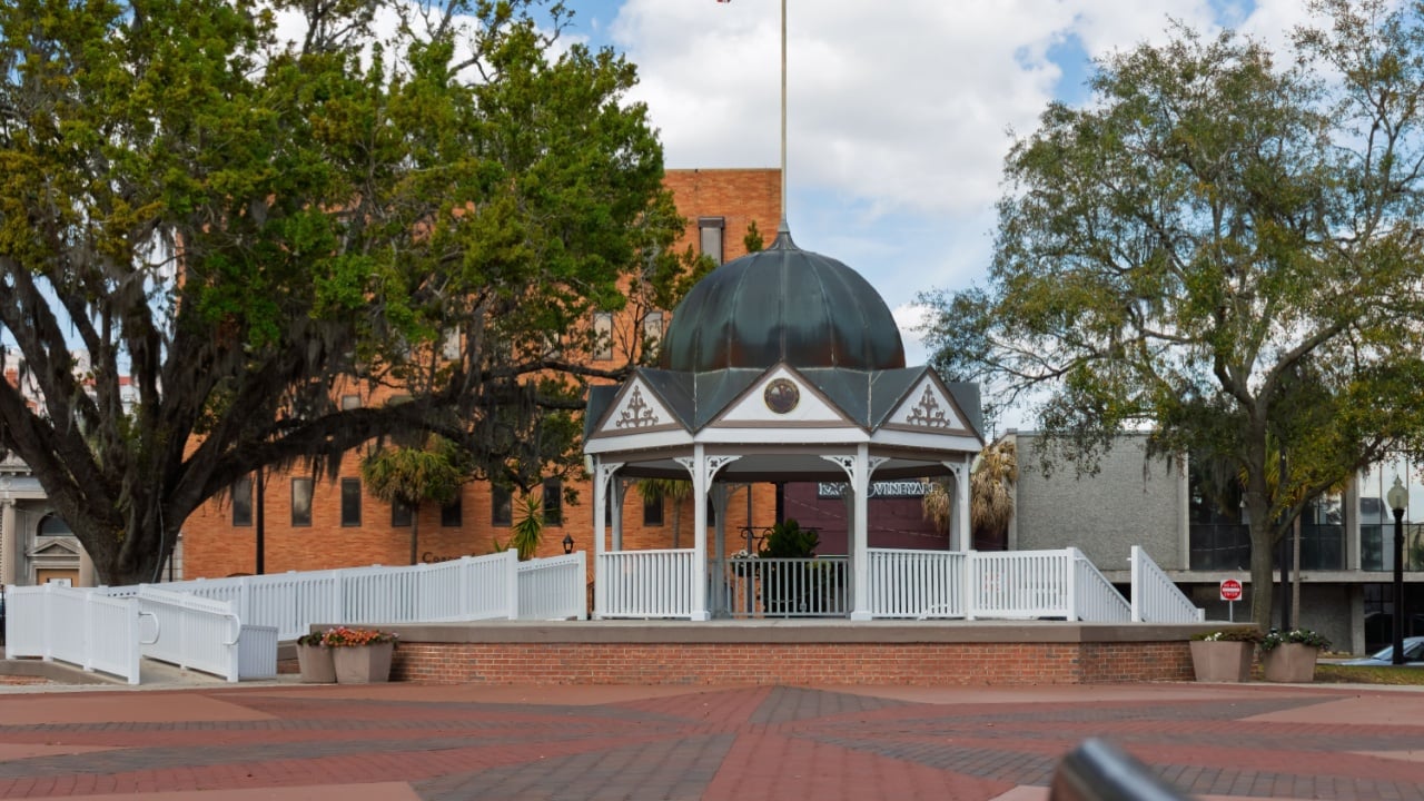Ocala, Florida, USA - March 3rd 2025 - Historic Gazebo on Downtown Square in Ocala Florida