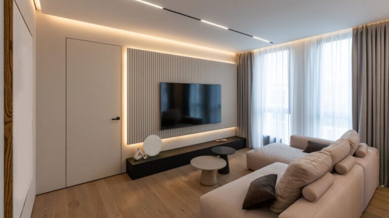 modern luxury living room with designer furniture