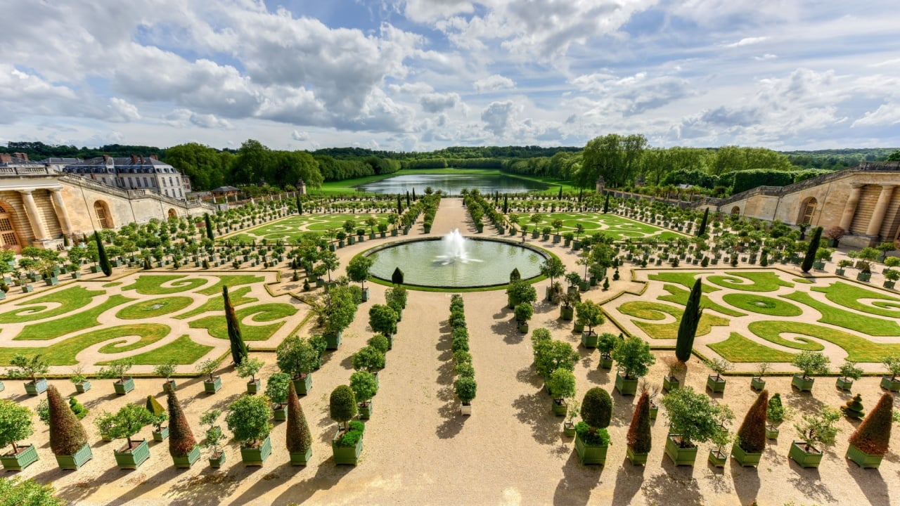 Versailles, France - May 17, 2017: Gardens of the famous Palace of Versailles in France.