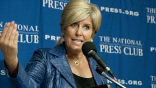 WASHINGTON, DC - JANUARY 12: Financial adviser, author, and TV personality Suze Orman speaks at a press conference at the National Press Club, January 12, 2012, in Washington, DC