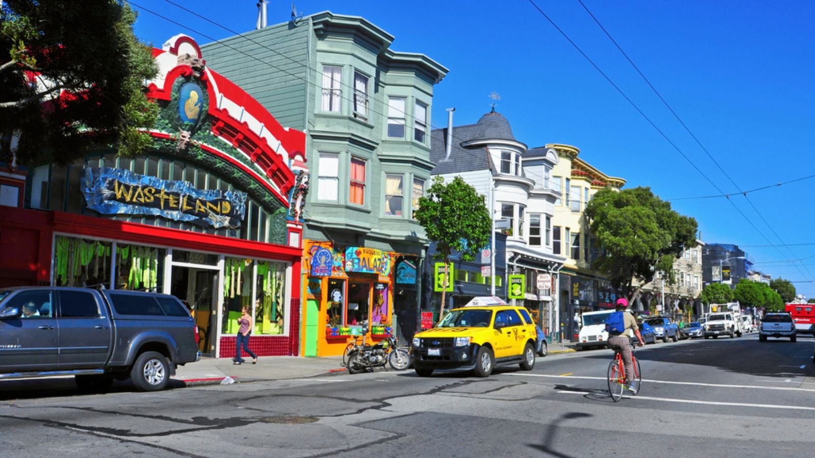 Colorful stores in Haight Street on October 19, 2011 in San Francisco. Haight Steet is the main street of famous Haight-Ashbury District, with its bohemian ambiance
