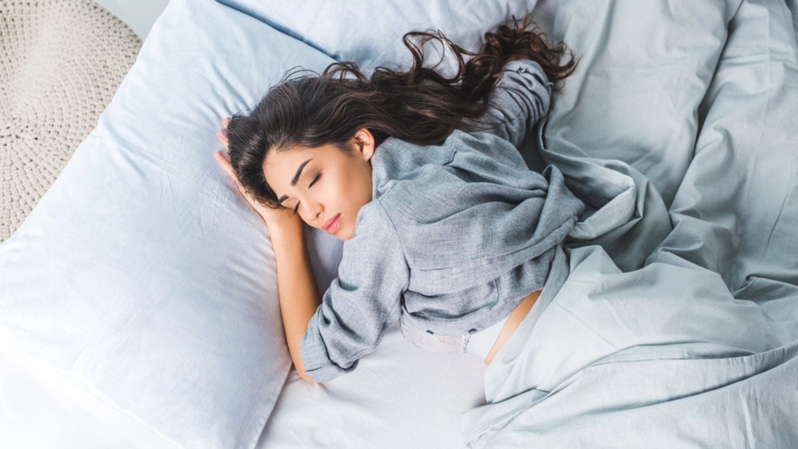 Girl sleeping in bed
