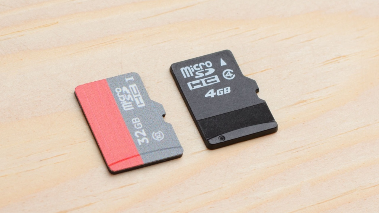 Two micro sd cards on a wooden background.
