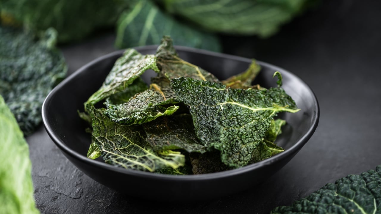 Some fresh Savoy Chips (selective focus; close-up shot)