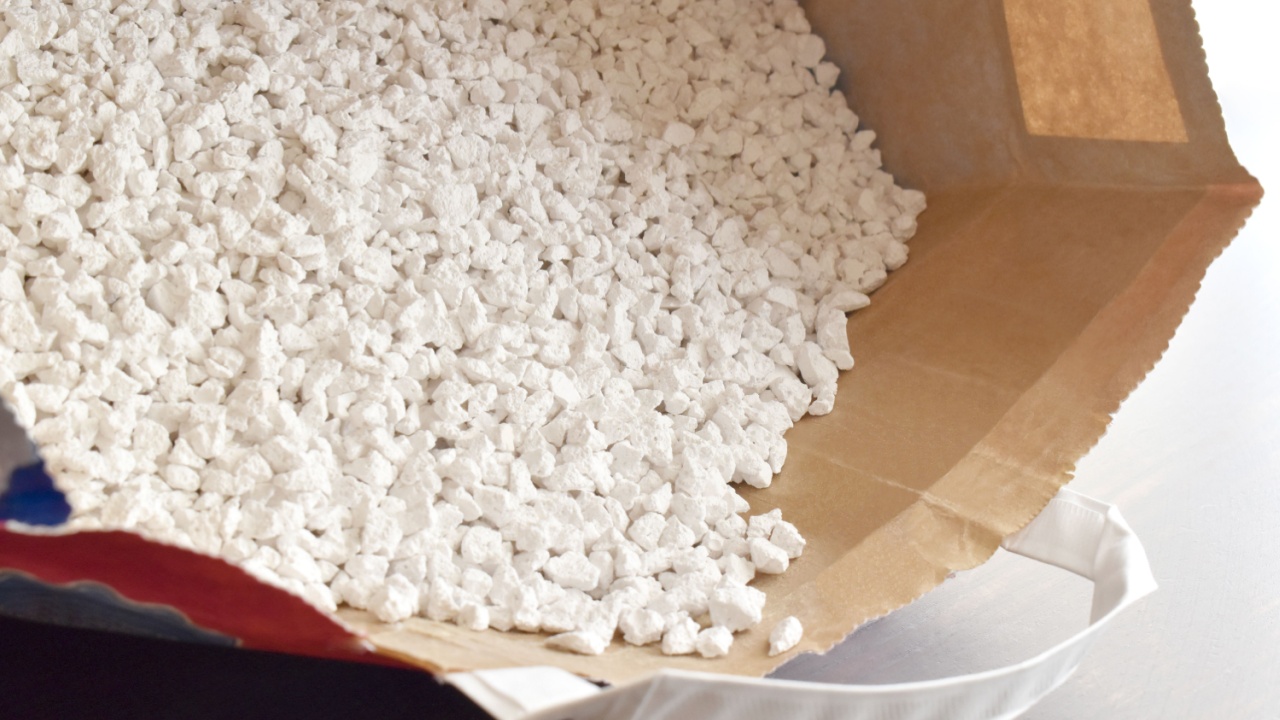Cat litter in a paper bag.