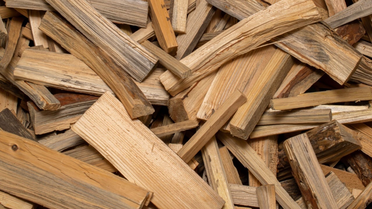 chopped pine wood for kindling