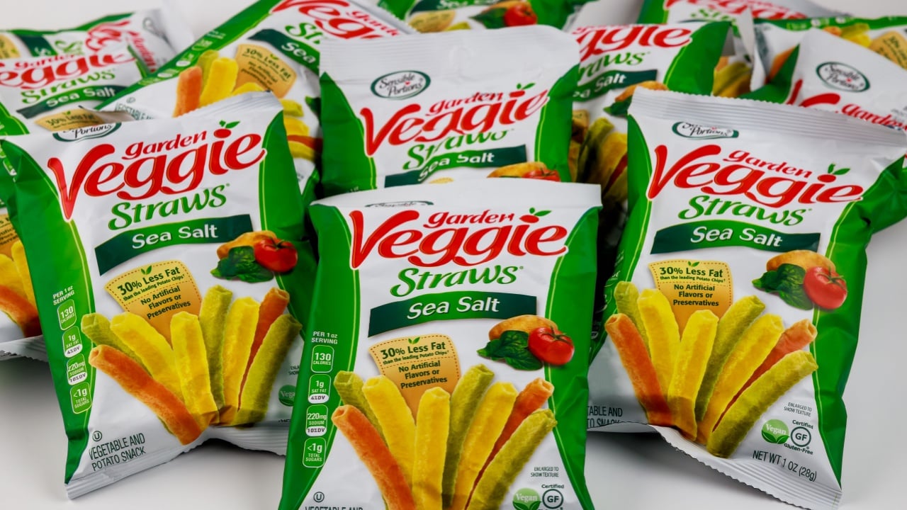 January 8, 2022. New York, USA. Potato snack Garden veggie straws with sea salt.