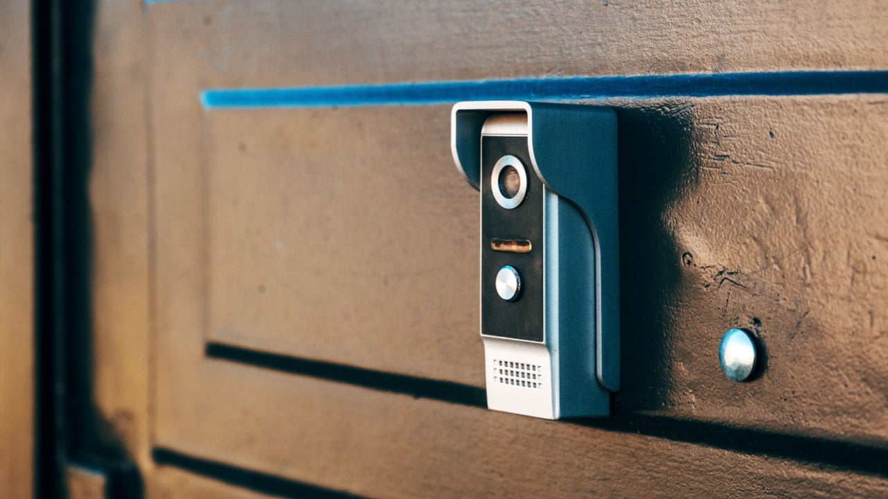 Smart home security device with video intercom technology equipment, selective focus