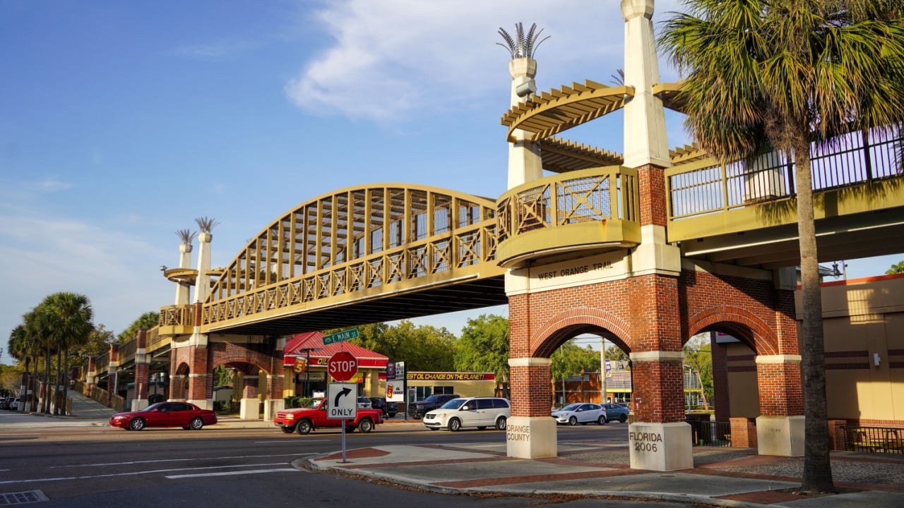 Apopka, FL USA - March 9, 2024: Downtown area of Apopka Florida.