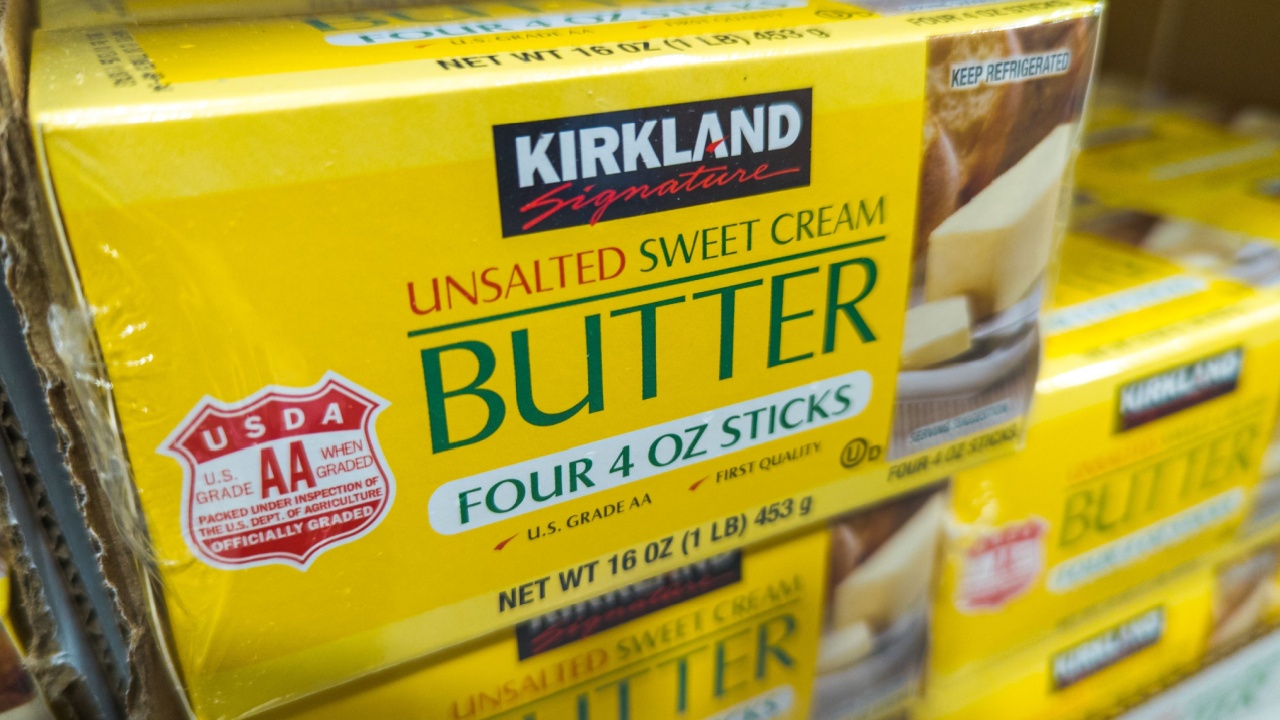 Raleigh, North Carolina - August 22 2025: Kirkland Signature Costco Unsalted Sweet Cream Butter Products 