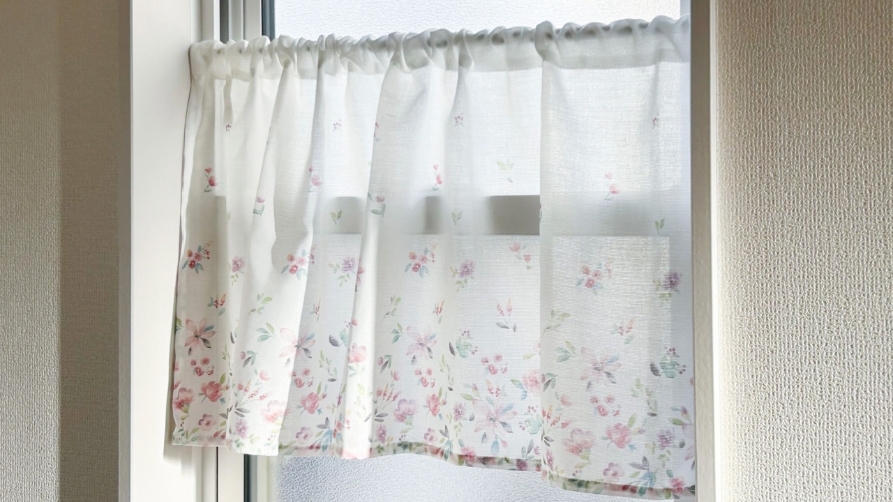 Embroidered Rose Sheer Cafe Curtain
